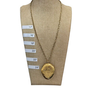 Vintage Robert Larin Necklace Modernist Brutalist Gold Tone Pendant Nature